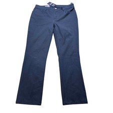 Chaps Madden Straight Pants Womens 8 Navy Blue 2-Way Stretch Slimming Fit