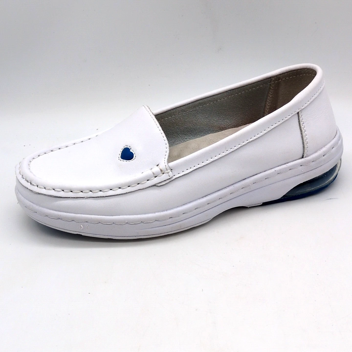 MaxMuxun Shoes Womens White EUR 40 Leather Nurse Loafers Anti-Skid Breathable