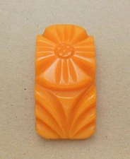 Deeply Carved Vintage Simichrome Tested Butterscotch Bakelite Dress Clip Pin