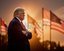 Donald  Trump American Flag AI Generated Photo MAGA President, USA 8X10 Print