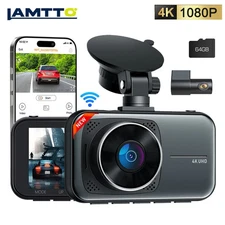 4K Dash Cam Front and Rear View 170° Car Camera Night Vision with Built in WiFi