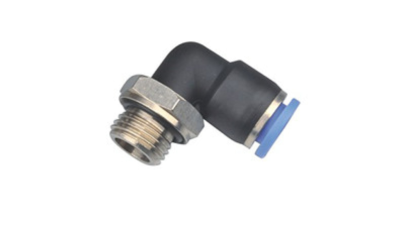 Plastic low angle plug connector for hose 12, G3/8z, 125N.038-12 /T2UK