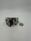 925 Sterling Silver Chunky Amethyst And Crocodile Rock Bangle 50.9 G 7.5 in — photo 3