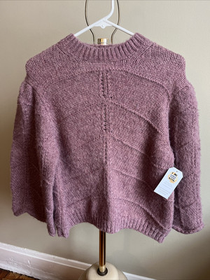 NWT &Merci Mauve Purple Bell Sleeve Pullover Knit Sweater Women s Medium Acrylic