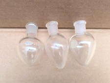 Lot  Of 3 Laboratory Glass 25mL 14/20 Pear Shaped 