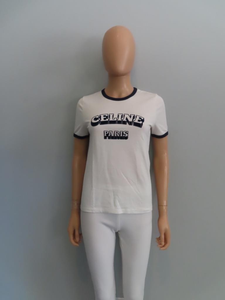 値下げCELINE PARIS Tシャツ Mサイズ ホワイト Women's Celine cotton jersey t-shirt | CELINE | 24S
