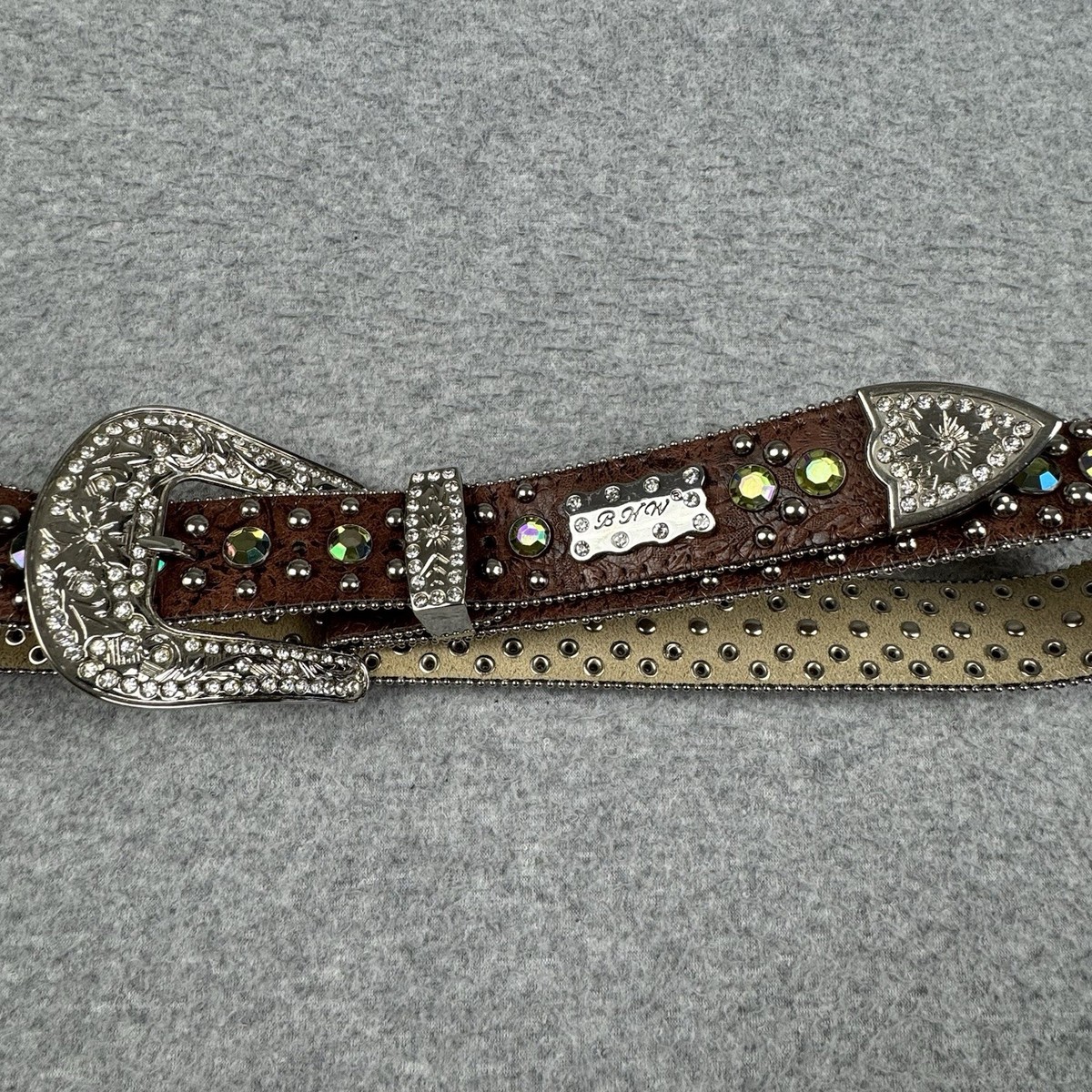 BHW Brown Leather Western Belt Womens Large Studded  display picture 3