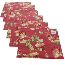 LOT OF 6 VINTAGE NOS LINENS N THINGS POPPY FIELDS PATTERN PLACEMATS 17 X 12 1/4