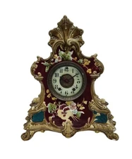 Antique Electric Telechron Porcelain Mantle Clock WORKING CONDITION 14" H