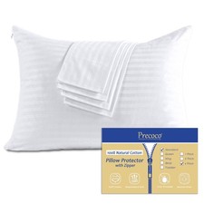100 Cotton Pillow Protectors with Zipper, Standard 4-Pack, White, 20x26 in