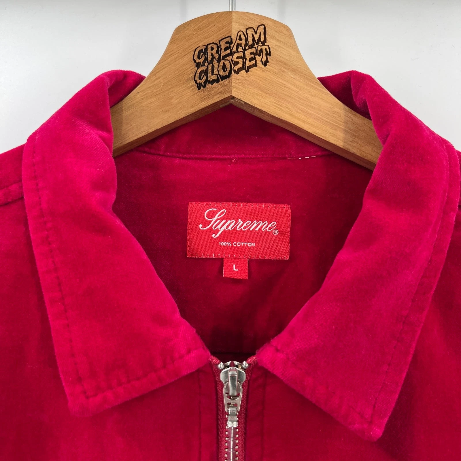 SS18 2018 Supreme NYC Velvet Zip Up Shirt in Pink L image 3