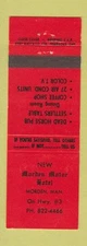 Matchbook Cover - New Morden Motor Hotel MB