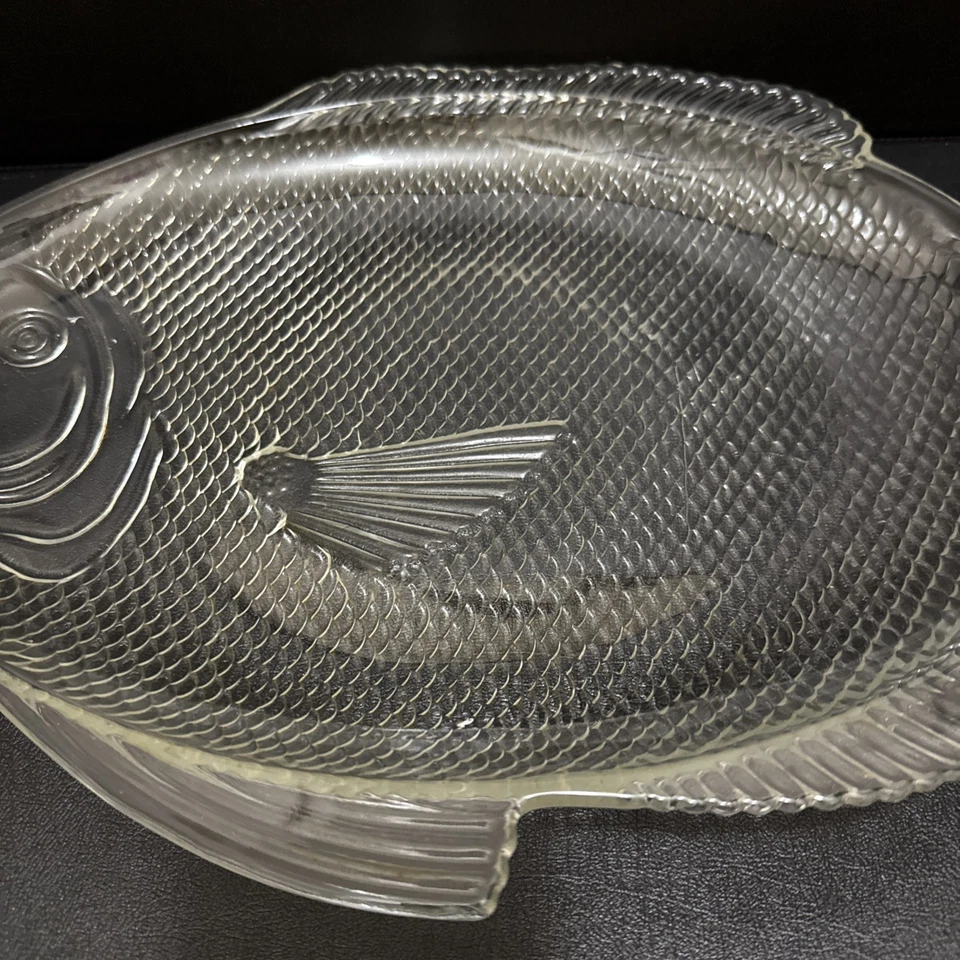 "Plato para servir pescado vintage extra grande ancla en cuclillas sobre prueba 15,5""" Foto 3 de 4