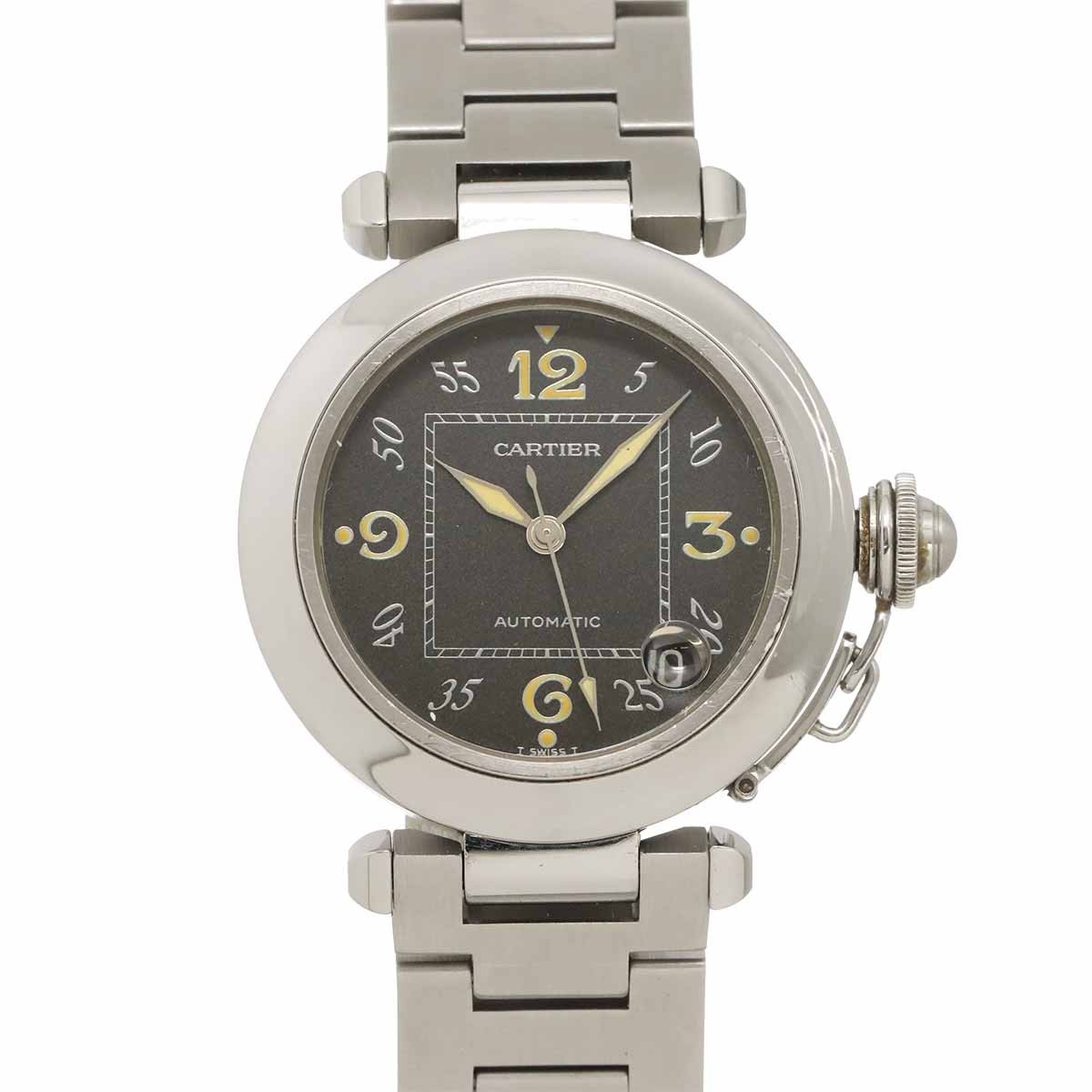 Cartier Pasha C W31043M7 Automatic Date Black Dial Boys 90340944