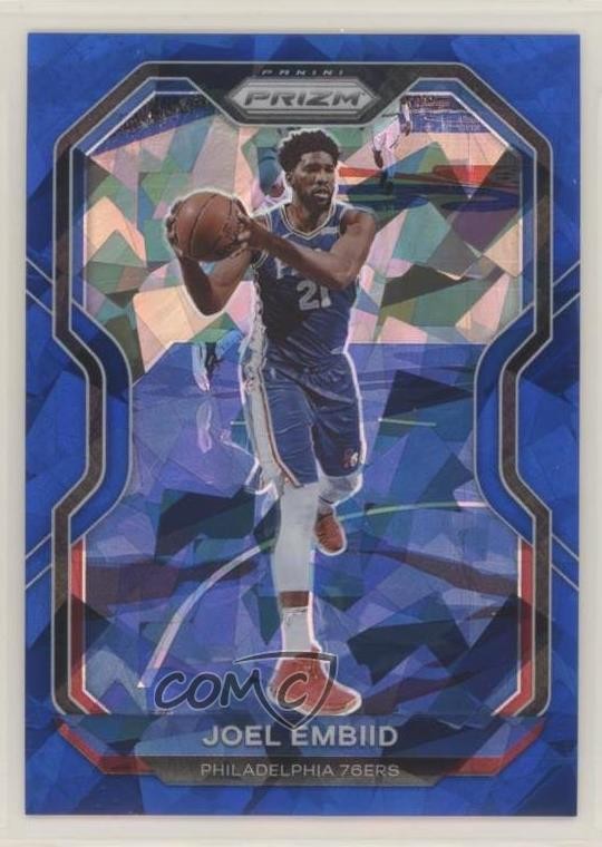 2020-21 Panini Prizm Blue Ice Prizm 92/125 Joel Embiid #141 s3g
