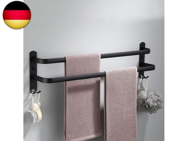 Handtuchhalter Wand Mit 2 Haken Aluminium Handtuchstange Bad, Handtuchhalter-image