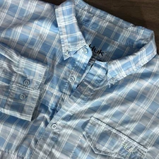 Huk Shirt Mens XL Blue Plaid Tide Point Performance Fishing Camp Hike Outdoors