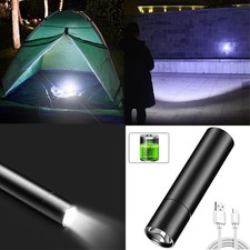 Camping Lamps USB Portable Flashlight LED Built In Battery 3 Modes Fixed Focus