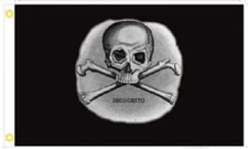 12X18 INCH INCOGNITO PIRATE BLACK FLAG 100D Woven Poly Nylon BOAT Flag Banner
