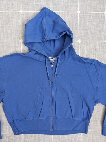 Soul Cycle Crop Hoodie Womens Large Blue Zip Sweatshirt Spinning Cycling Logo - Picture 8 of 16
