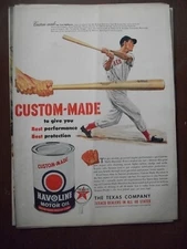 VTG 1950 Orig Magazine Ad TEXACO Gas Custom Made Best Performance BASEBALL