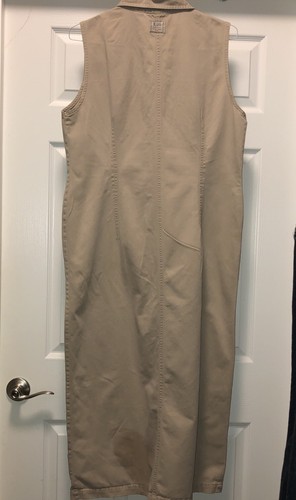 Bill Blass Jeans Dress Women Large Tan Denim Metal Button Slit Long Retro VTG - Picture 3 of 10