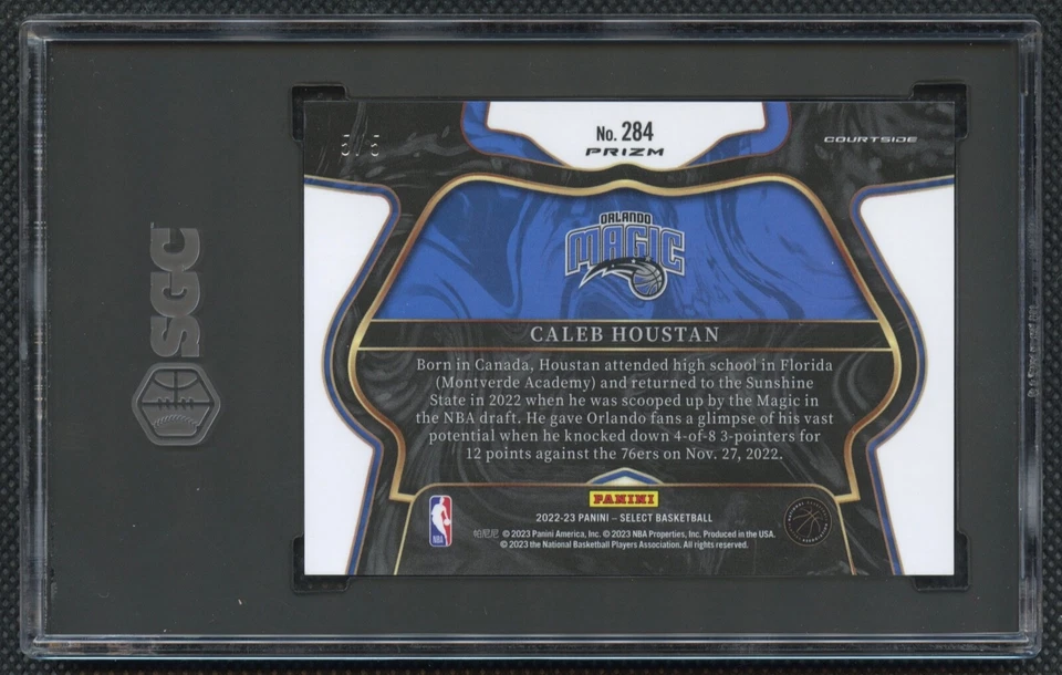 2022-23 Panini Select Caleb Houstan Rookie 5/5 Neon Purple Pulsar SGC 7 - Image 2 of 2