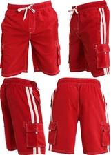 New Slightly Irregular Norty Mens Cargo Striped Boardshort Swim Trunks