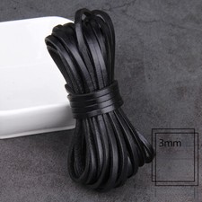5meter Solid Real Leather Trim Cowhide Cord Strap Flat Tape Rope Ribbon for DIY