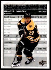 Hampus Lindholm 2023-24 Upper Deck Series 1 Stat Box Fillers RC #SB-15 Boston