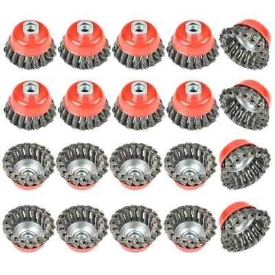 22Pack 2-3/4 inch Twisted Knotted Cup Brush 5/8''-11 Threaded Arbor Angle Grinder