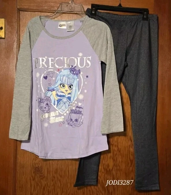 NWT Shopkins Pajamas Girls Size 10-12 LG Shirt Pants Set Purple Gemma Stone - Image 3 of 4