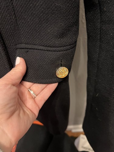 Abrigo Chaqueta Zara Botones Dorados ITALIANA Mezcla de Lana Doble Pecho Talla XS Negra - Imagen 5 de 10