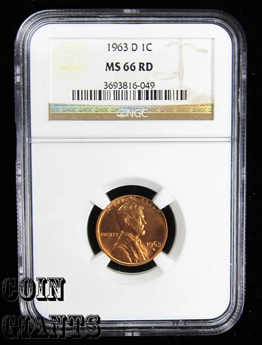 1963-D 1c Lincoln Memorial Cent NGC MS 66 RD Red BU Uncirculated High Grade Coin