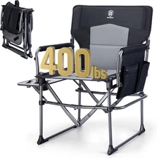 EVER ADVANCED Camping Director Chair with Side Table, Portable Folding, Compact