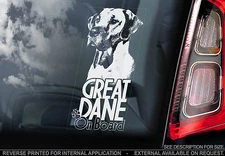 Great Dane - Car Window Sticker - German Mastiff Dog on Board Sign Gift - TYP2