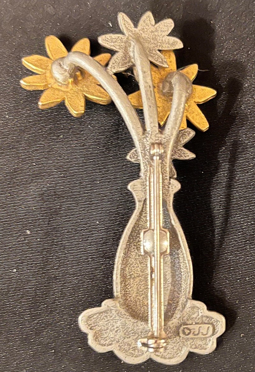 JJ Jonette Jewelry Flowers In Vase Brooch | eBay