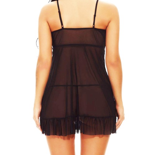 Sexy-Lingerie Women Open Cup Nightdress Babydoll Backless Sleepwear G-String Set - Picture 6 of 31