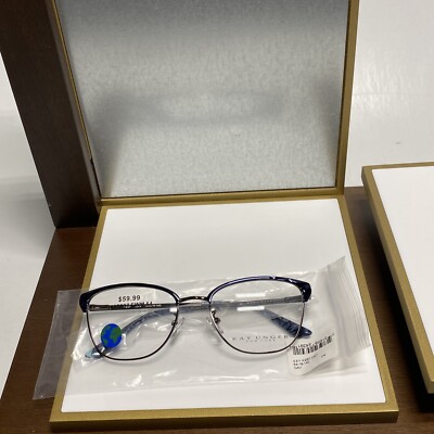 KAY UNGER  K257 NAVY EYEGLASSES CATEYE 54-18-140 FULL RIM METAL FRAMES