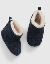 NWT Baby Gap Navy Blue Sherpa Booties Size 0-3 Months