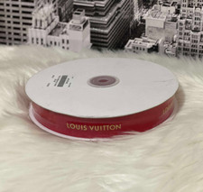 One Full Roll/Spool 50M Louis Vuitton Red Ribbon w/Gold Logo