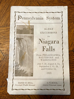 Pennsylvania System RR Excursion Train Time Table Niagara Falls Juli-Okt 1921