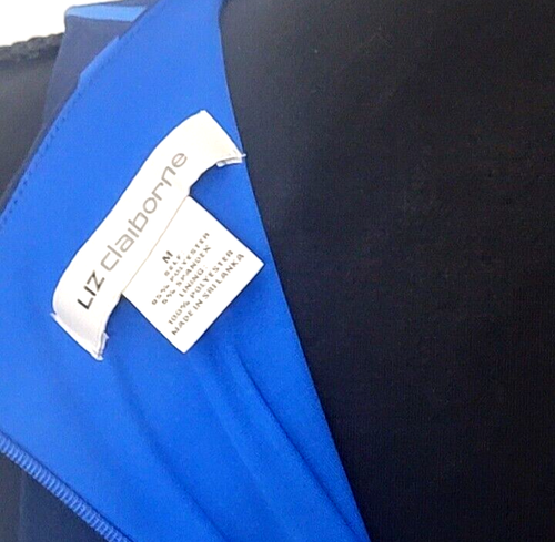 Liz Claiborne Blue Chevron Striped Keyhole Neck Maxi Dress Size M - Picture 8 of 10