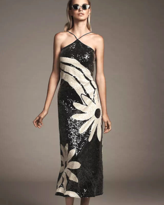 white christmas dresses FARM Rio Flowershop Mini Tulle Dress, Black – Melly main image 0