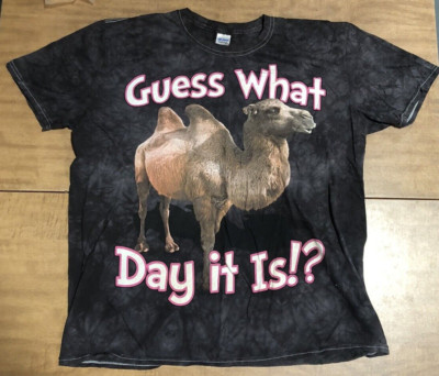 Wednesday Hump Day XL Shirt Camel Novelty Guess What Day It Is? Black Tye Dye