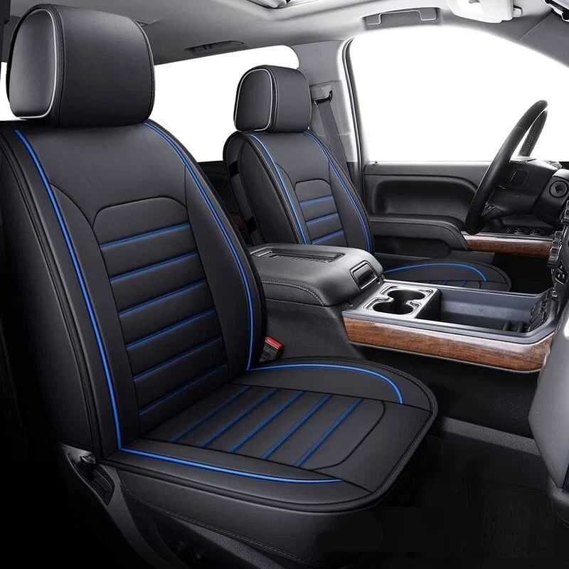 Blue Black PU Leather Full Set Seat Covers For Skoda Enyaq Octavia Kamiq Kodiaq Foto 2 de 4