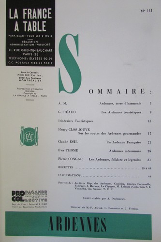 GASTRONOMIE TOURISME FOLKLORE REVUE LA FRANCE A TABLE 1965 N° 113 LES ARDENNES - Picture 2 of 2