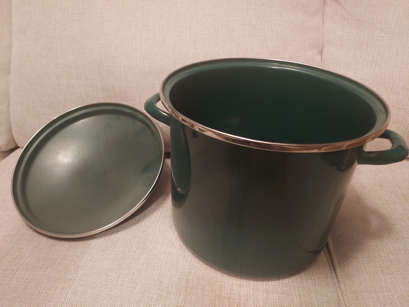 Large Dark Green Stock Pot with Strainer and Lid eBay