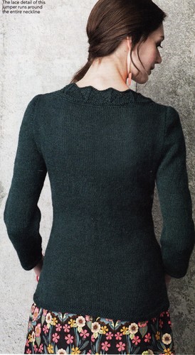 ~ Pull-Out Knitting Pattern For Lady's Elegant Lace Neck Sweater ~ 34" ~ 50" ~ - Picture 2 of 3