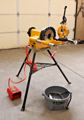 Steel Dragon Tools  300 Pipe Threader Threading Machine with Oiler Bucket